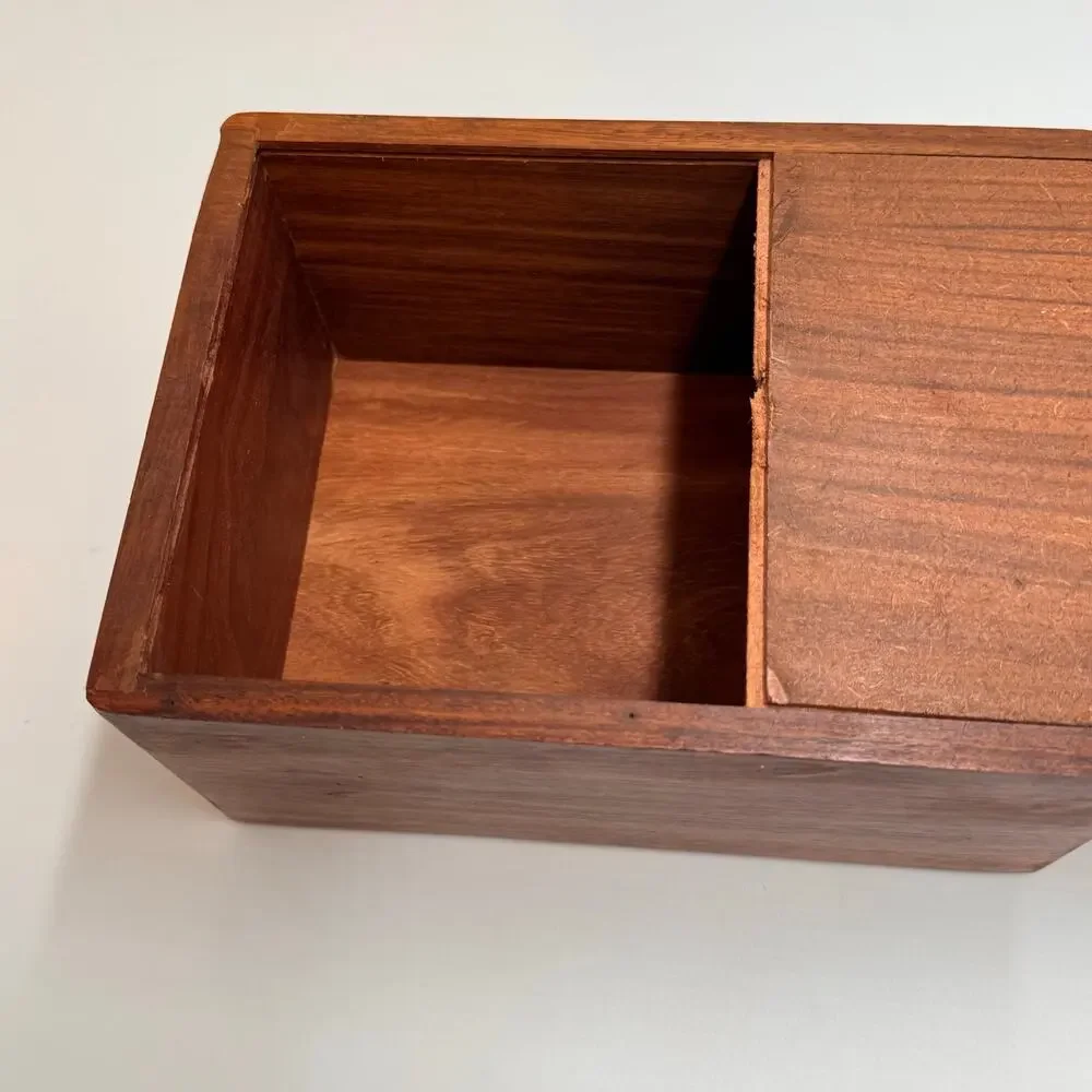 Carved Wood Floral Keepsake Box Sliding Lid Jewelry Trinket Storage 7.25 Inch